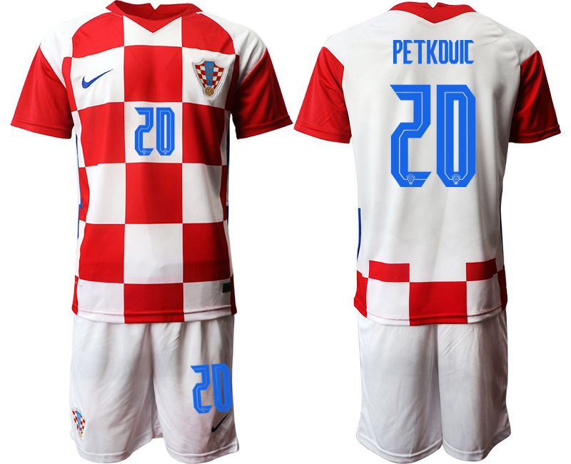 Men 2020-2021 European Cup Croatia home red #20 Nike Soccer Jersey